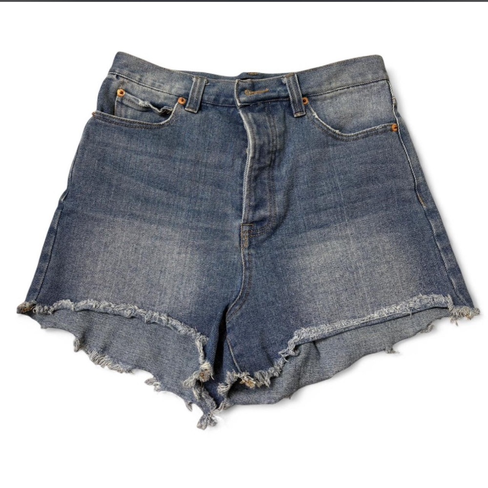 Fashion Nova High Rise Raw Hem Denim Shorts Size 5